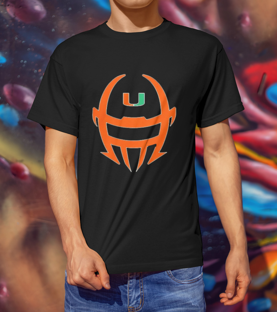 Miami Hurricanes Football Helmet Shape NCAA U T-Shirt