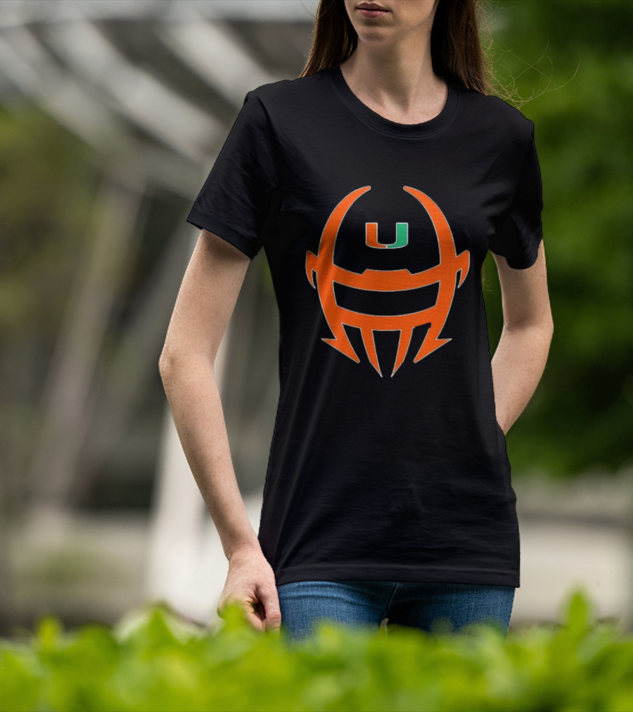 Miami Hurricanes Football Helmet Shape NCAA U T-Shirt