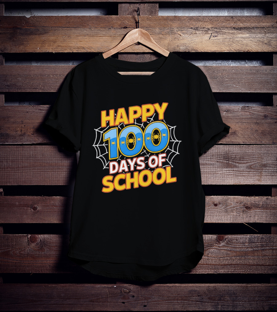 Happy 100 Days Of School Spider Web Teacher Celebration T-Shirt