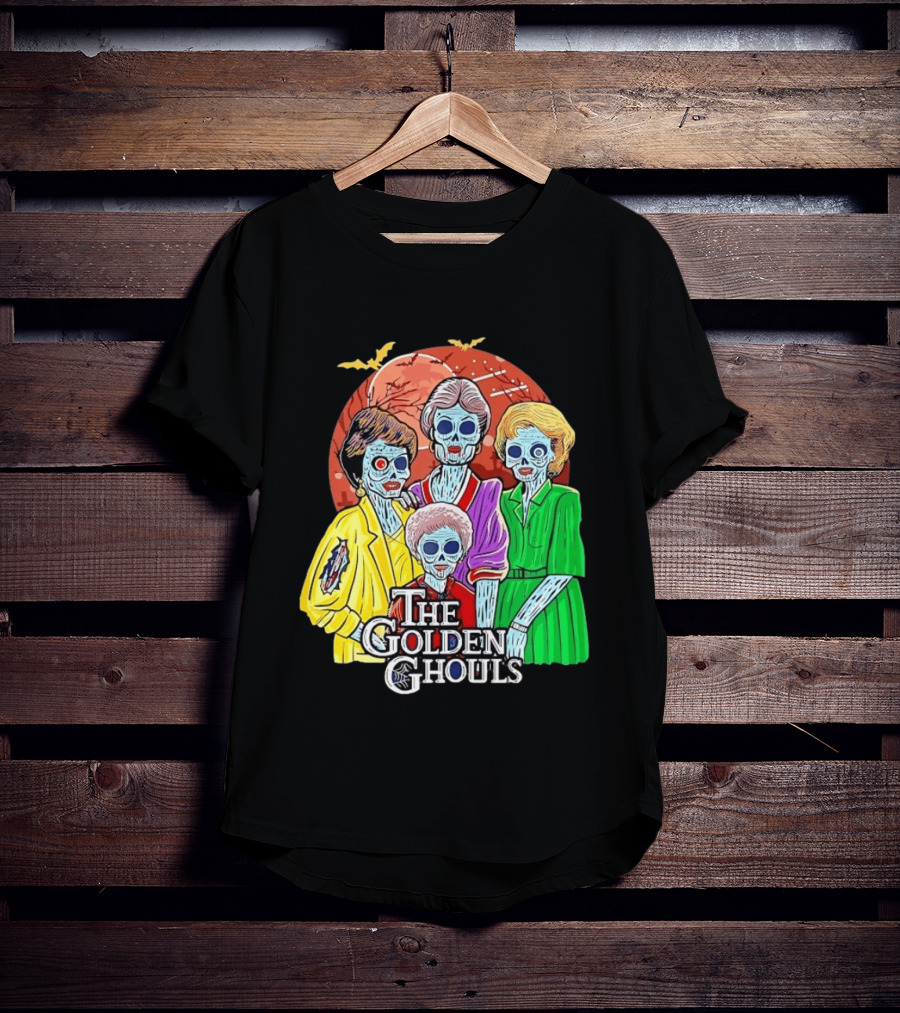 Halloween Zombie The Golden Ghouls Bat Moon T-Shirt