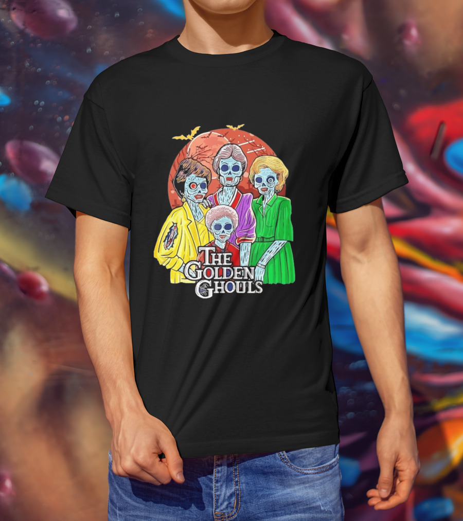 Halloween Zombie The Golden Ghouls Bat Moon T-Shirt