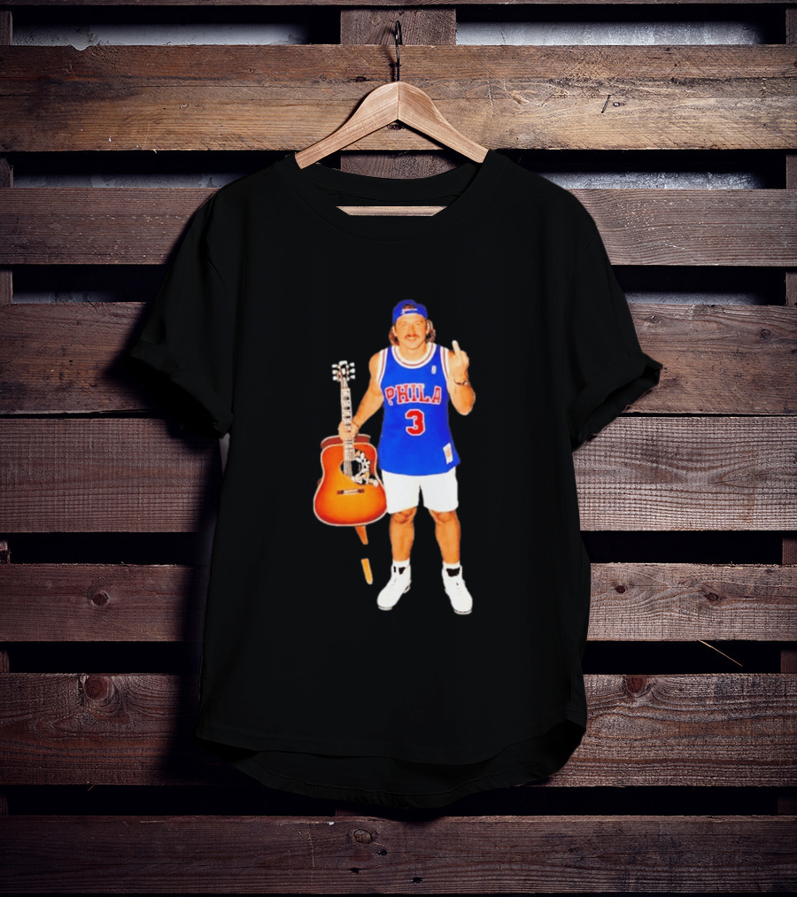 Morgan Wallen Phila 3 Jersey Middle Finger Gesture With Guitar T-Shirt