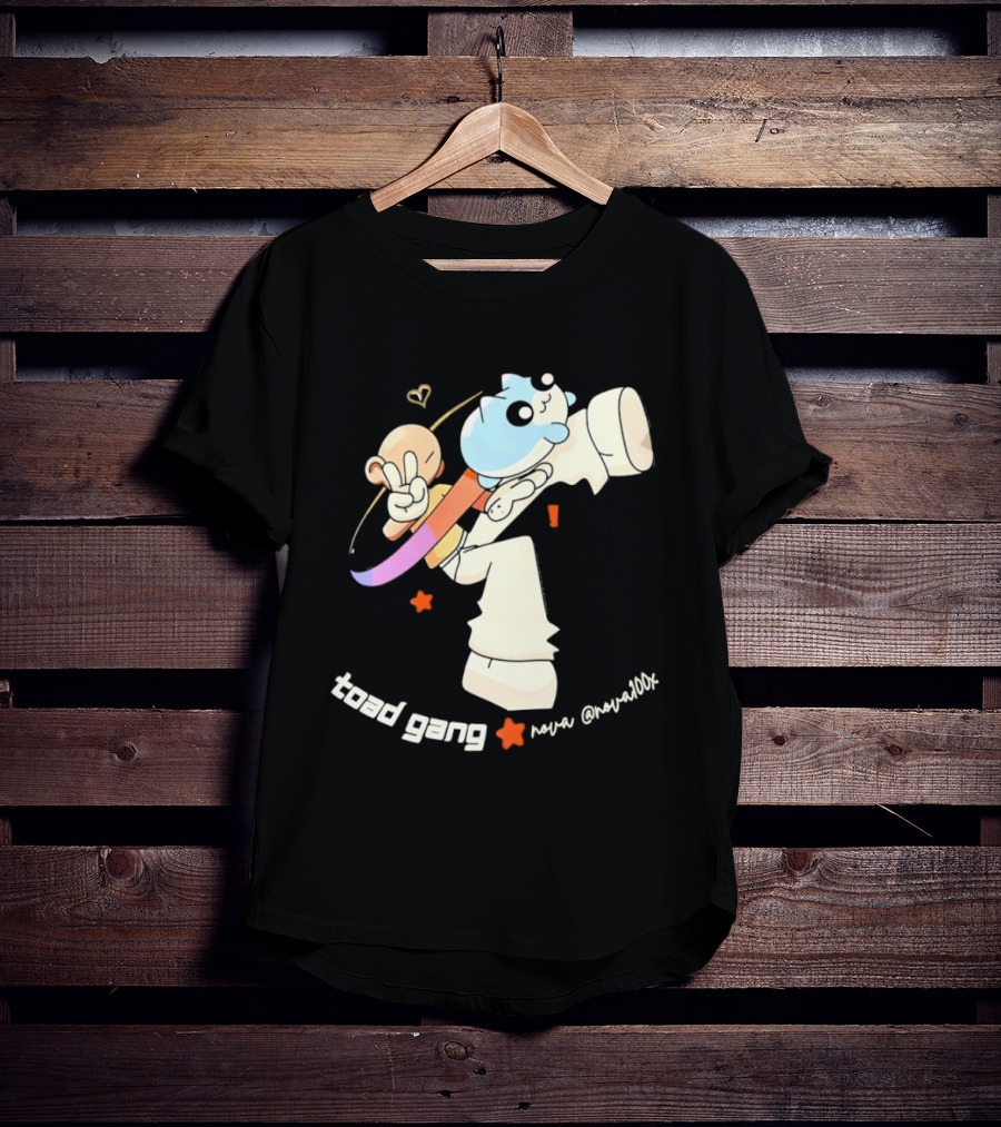 Toad Gang By Nova Nova100x Cartoon Character Peace Sign Colorful T-Shirt