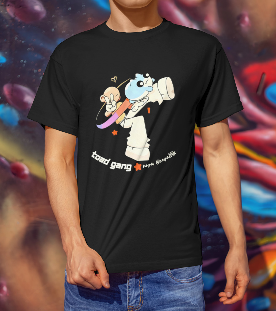 Toad Gang By Nova Nova100x Cartoon Character Peace Sign Colorful T-Shirt
