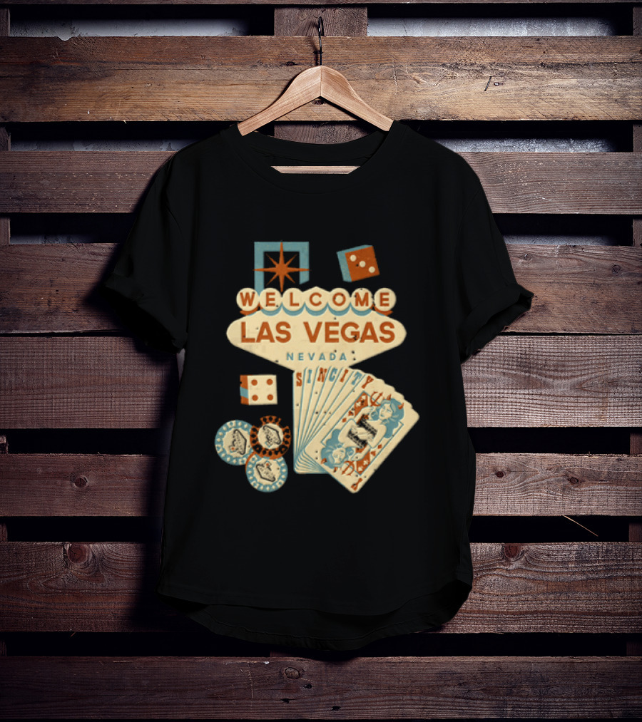Welcome Las Vegas Nevada Sign With Casino Poker Cards And Dice T-Shirt