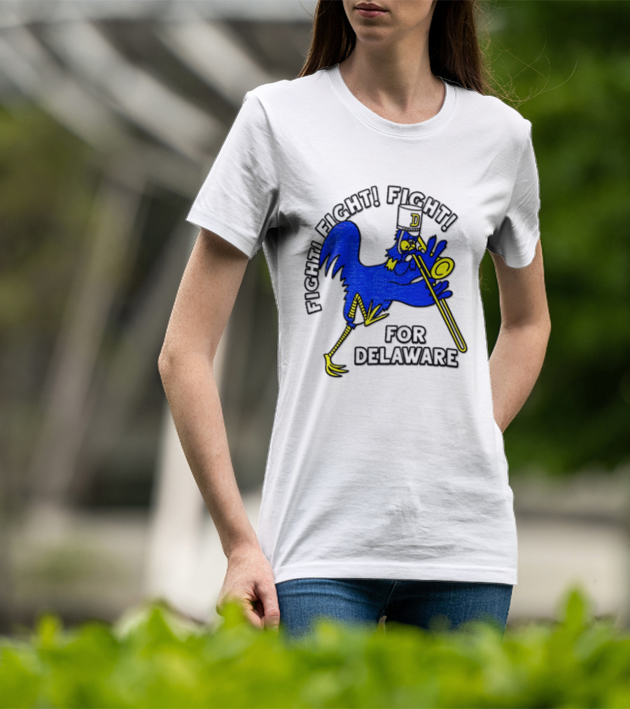 Delaware Blue Hens Fight Fight Fight For Delaware Chicken Trombone T-Shirt