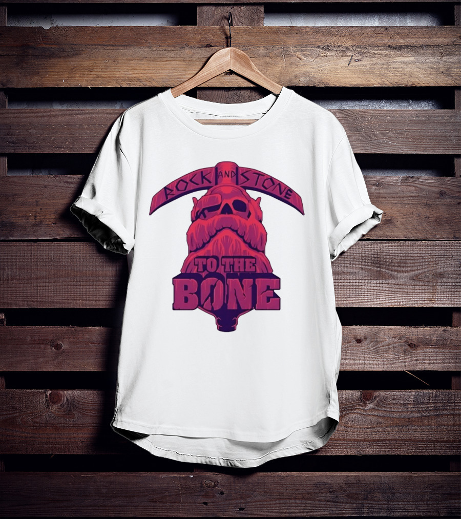 Rock And Stone To The Bone Dwarf Skull Gaming Deep Rock Galactic T-Shirt