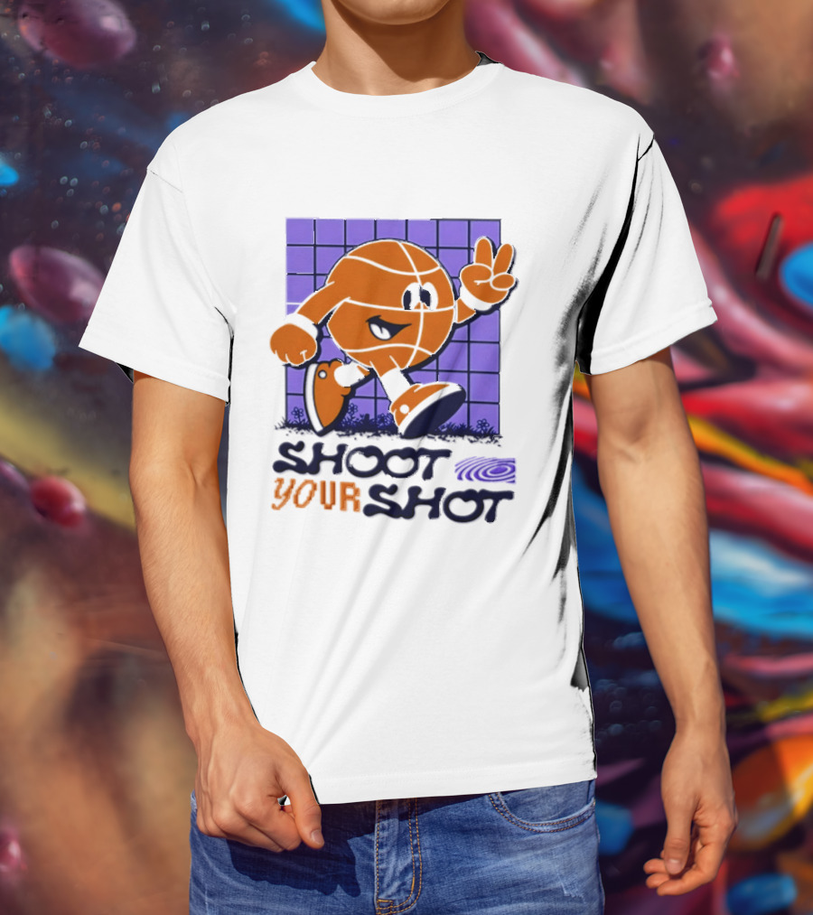 Shoot Your Shot Retro Basketball Character Peace Sign T-Shirt