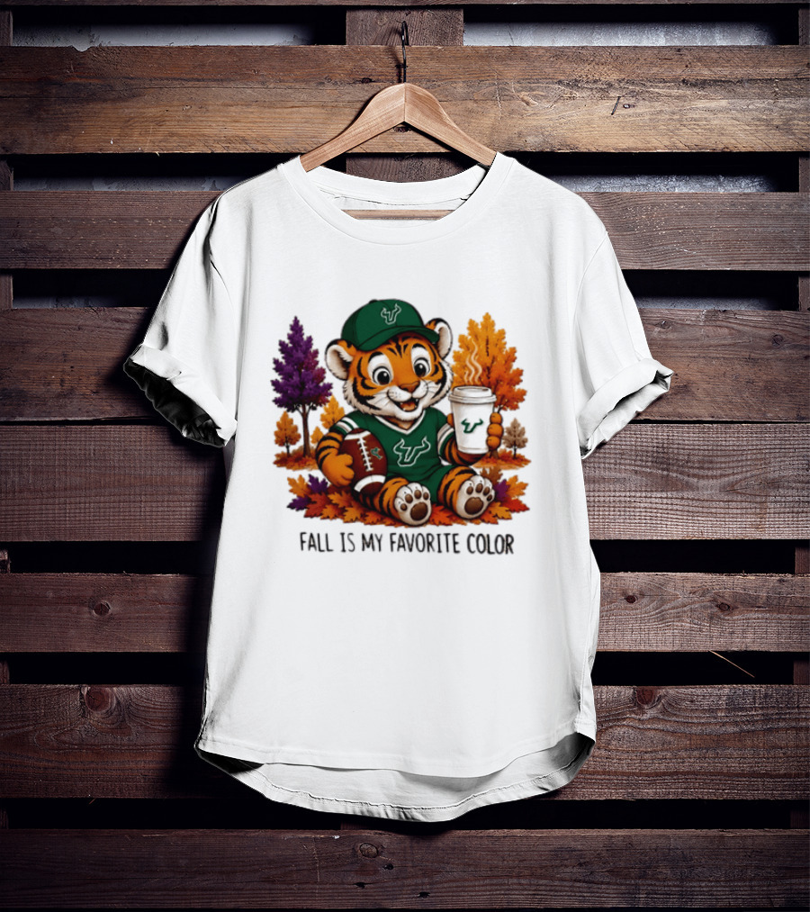South Florida Bulls Fall Is My Favorite Color Football Tiger Cozy Autumn Vibes T-Shirt
