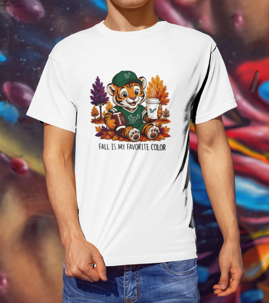 South Florida Bulls Fall Is My Favorite Color Football Tiger Cozy Autumn Vibes T-Shirt