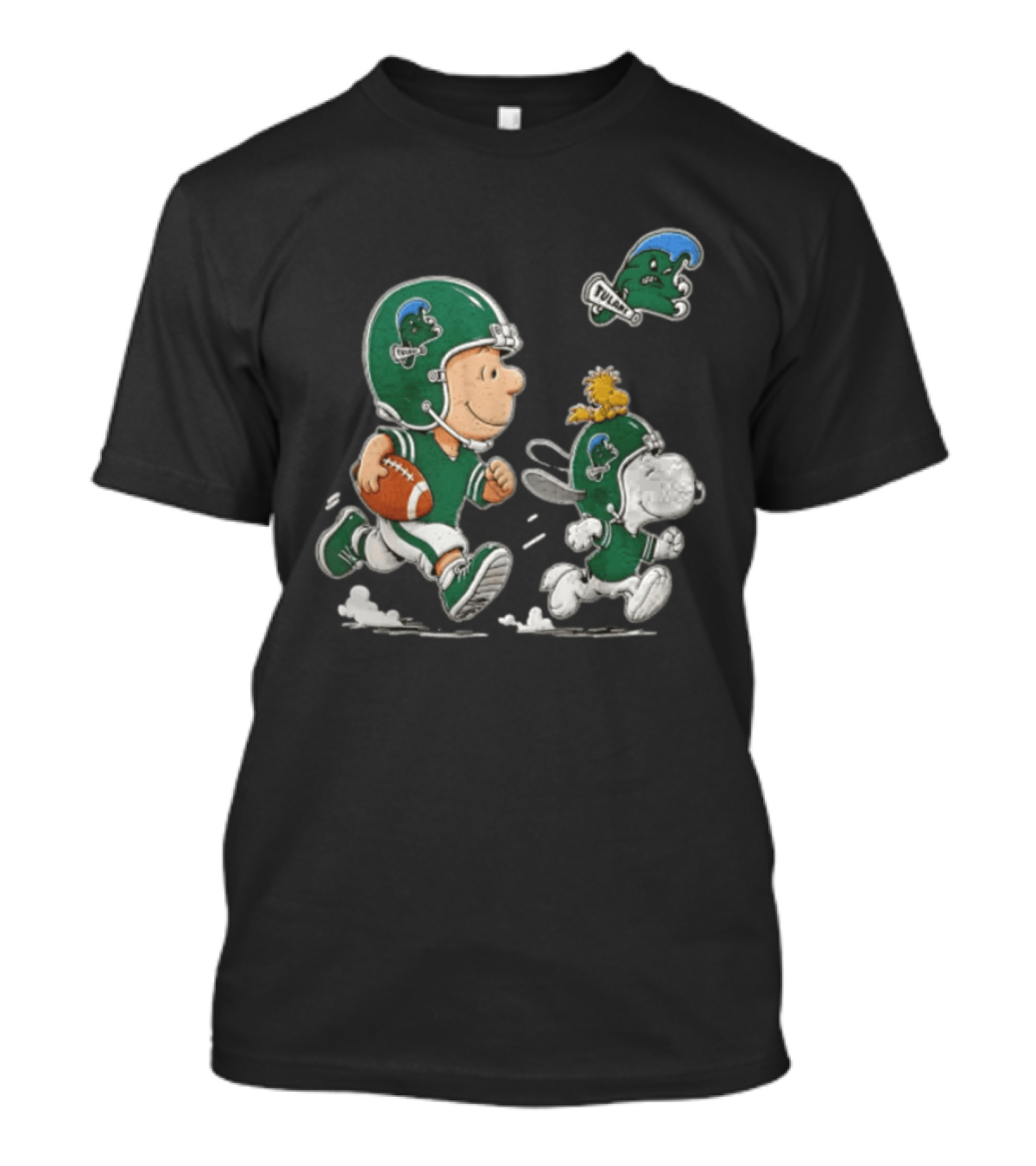 Charlie Brown Woodstock Snoopy Tulane Green Wave Football Helmets T-Shirt