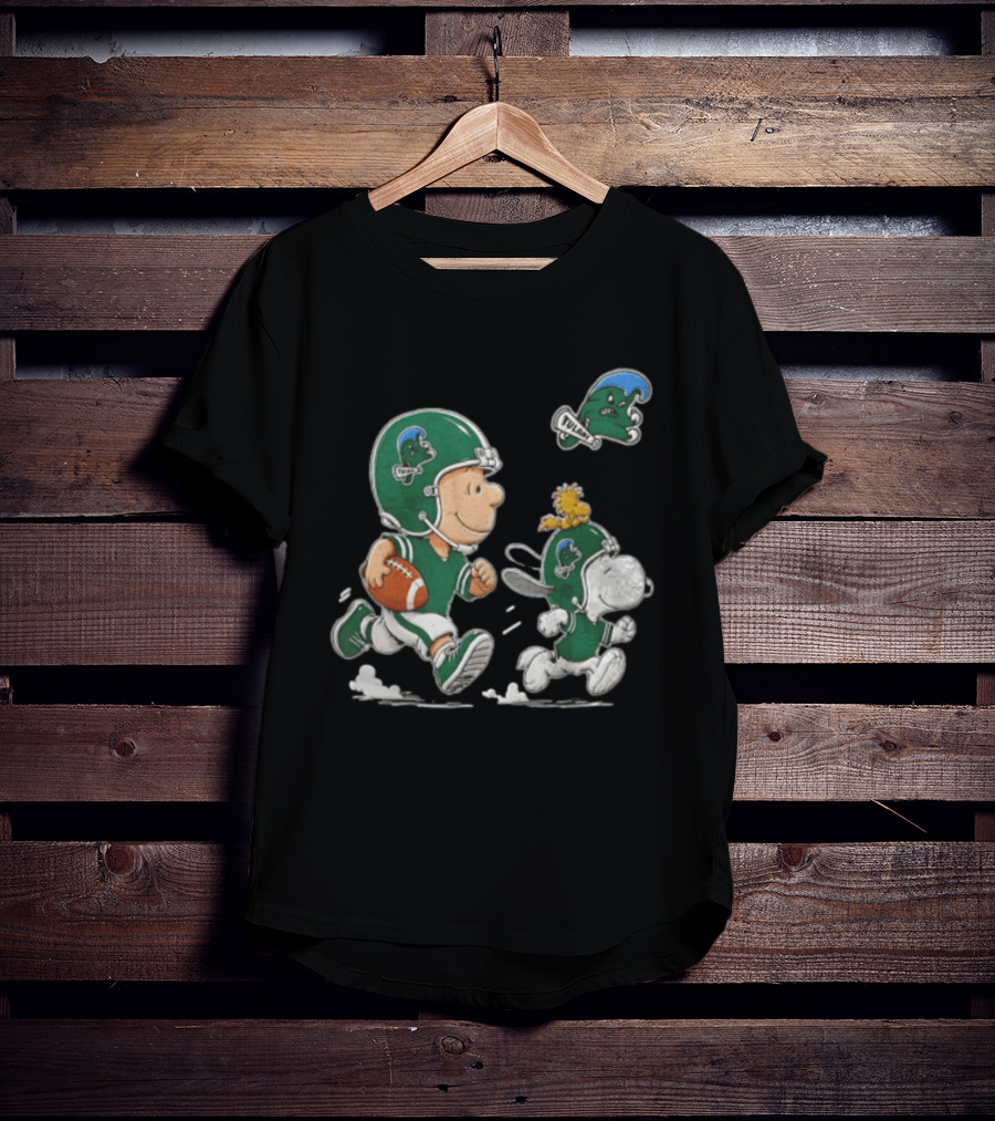 Charlie Brown Woodstock Snoopy Tulane Green Wave Football Helmets T-Shirt