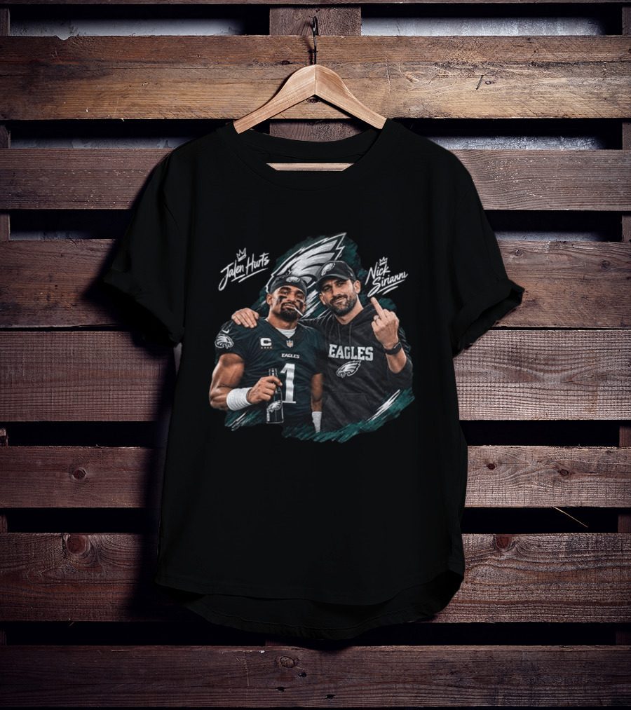 Philadelphia Eagles Jalen Hurts Nick Sirianni Celebratory Moment T-Shirt