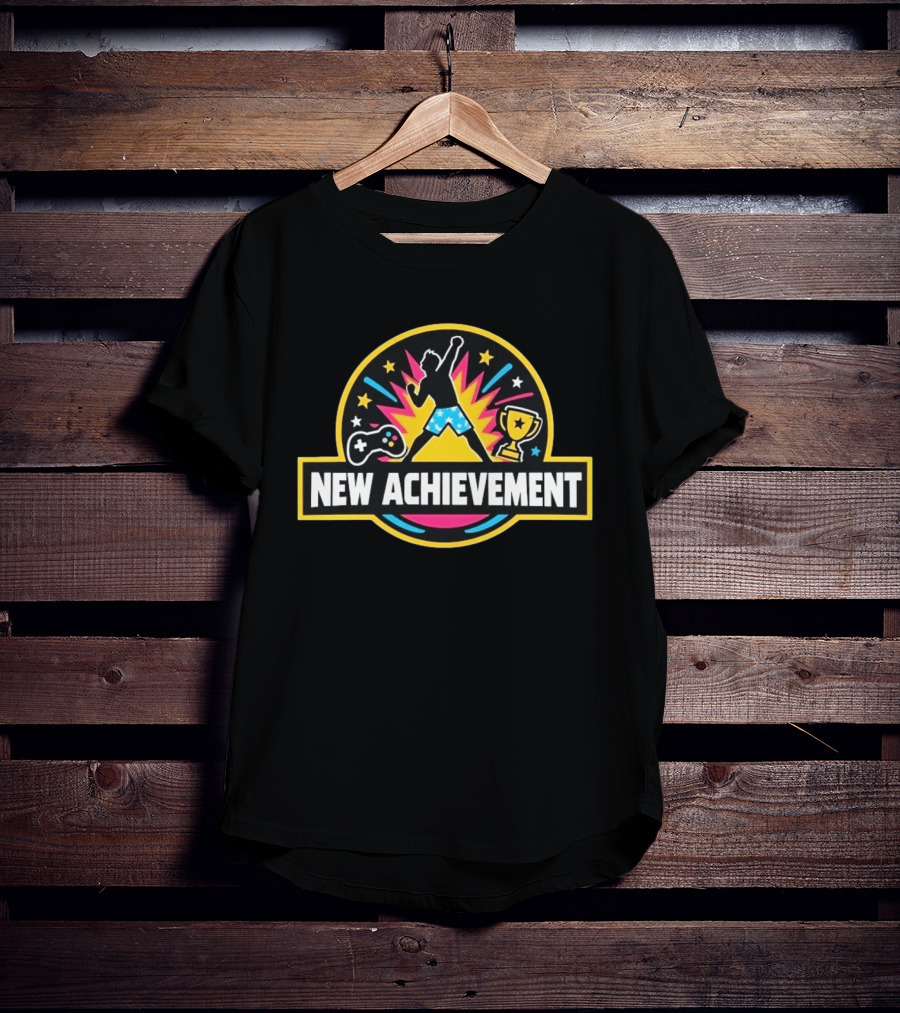 New Achievement Video Game Trophy Gamer Controller Stars Celebration T-Shirt