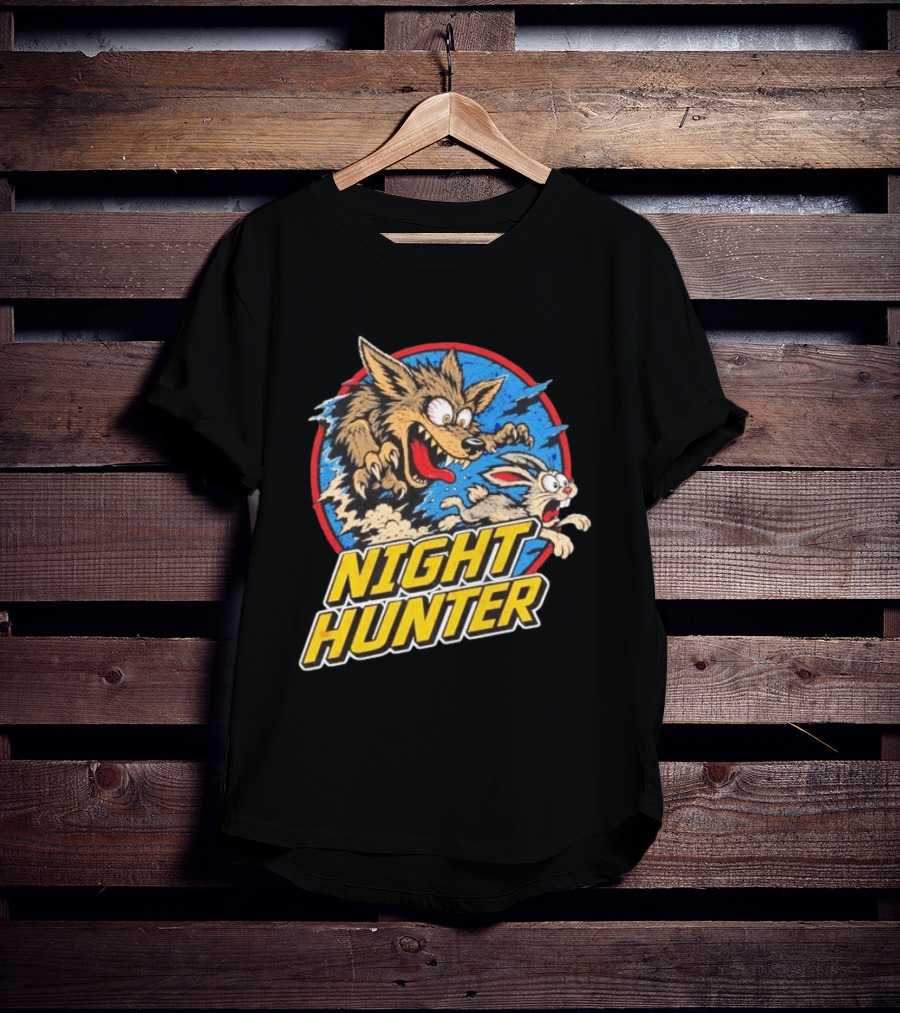 Night Hunter Coyote And Rabbit Chase Epic Predator Prey Adventure T-Shirt