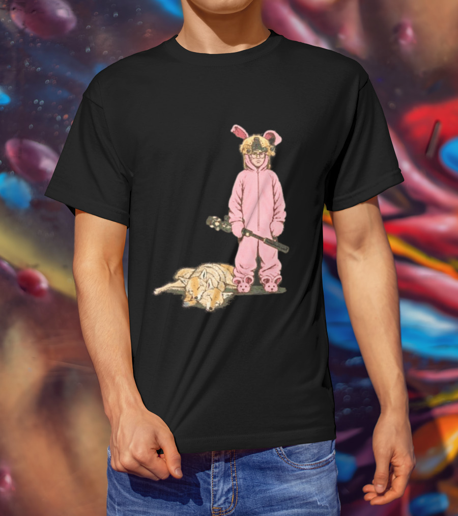 Pink Nightmare Bunny Suit Coyote Hunting Sniper T-Shirt