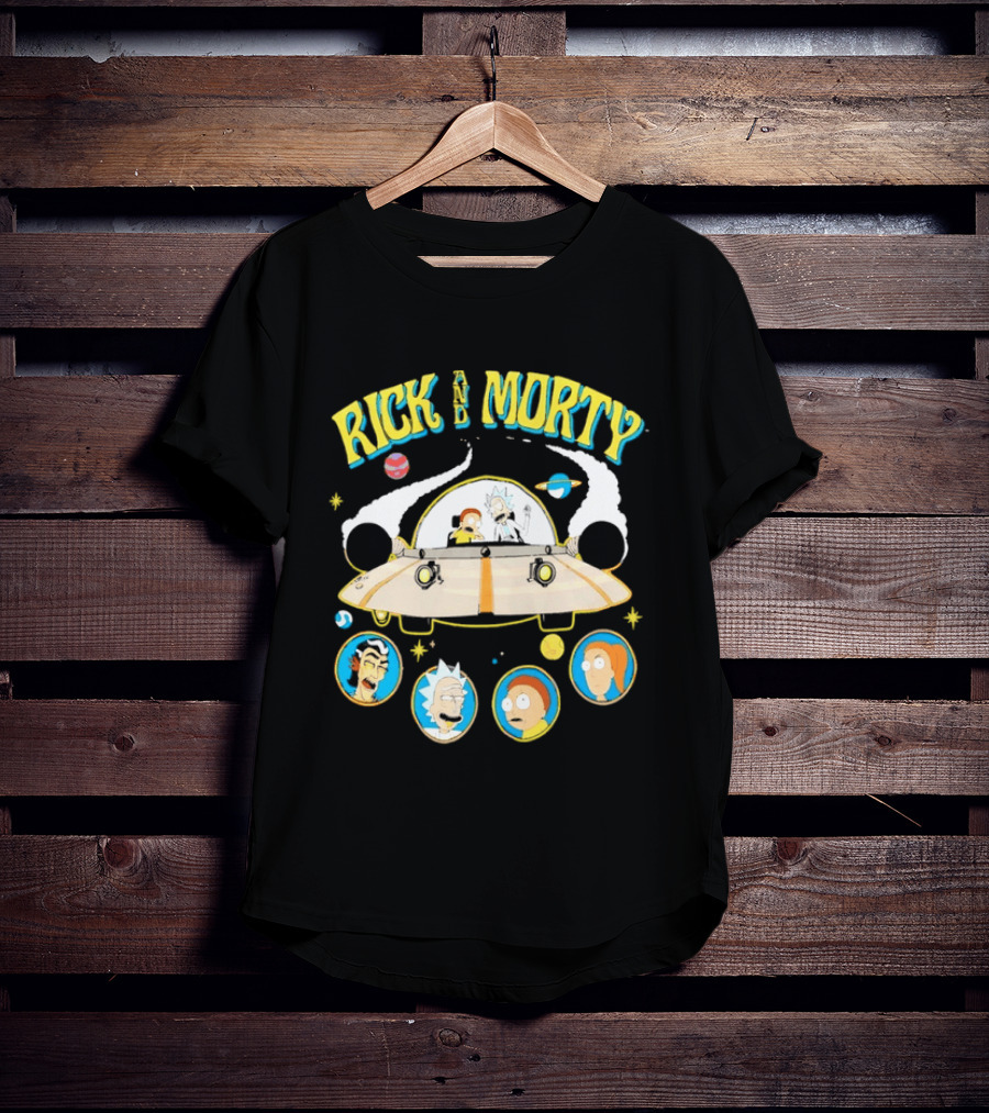Rick And Morty Space Adventure UFO Characters Planets Adult Swim T-Shirt