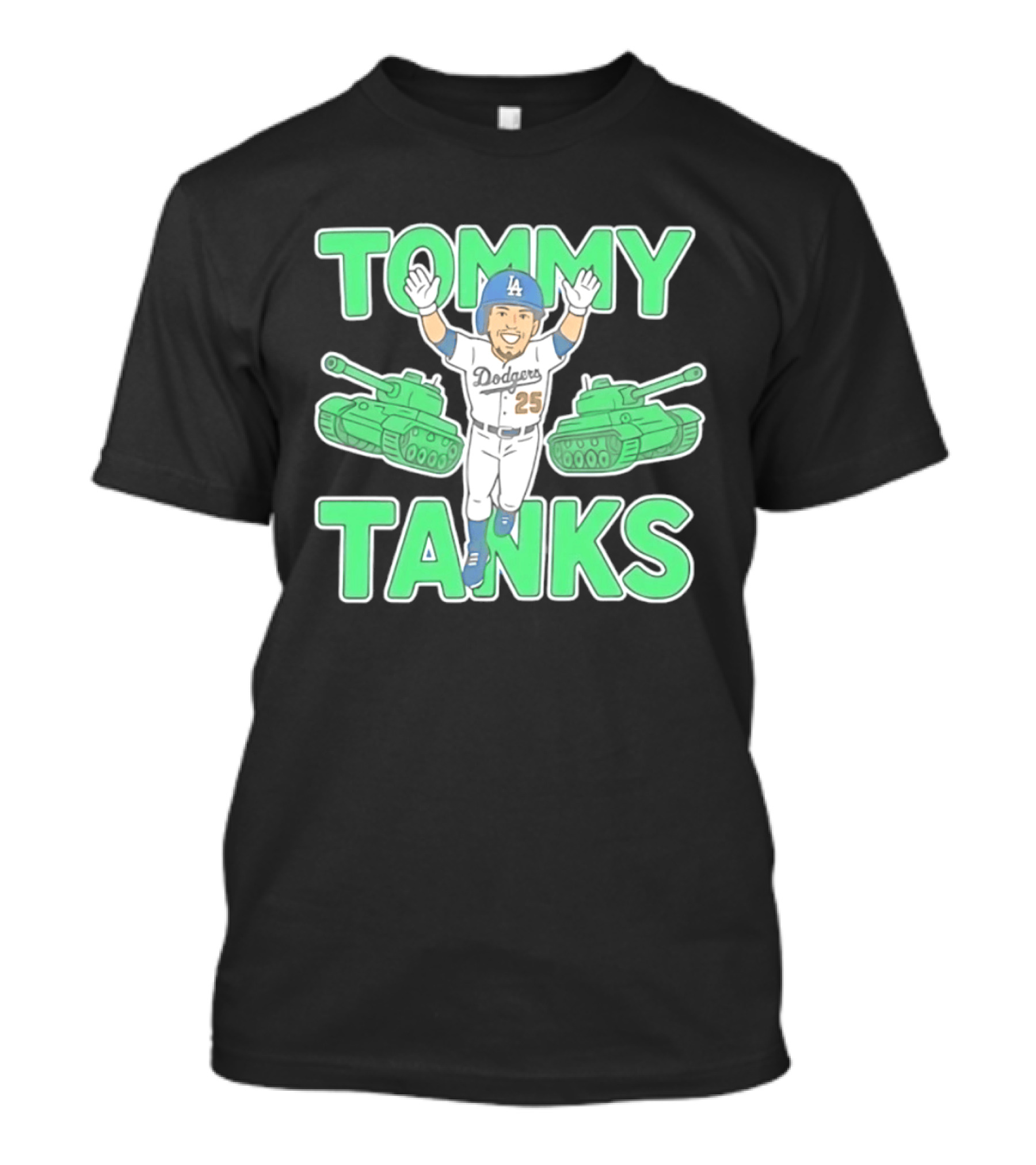 Tommy Tanks Los Angeles Dodgers 25 MLB Baseball Player In Uniform With Green Tanks T-Shirt