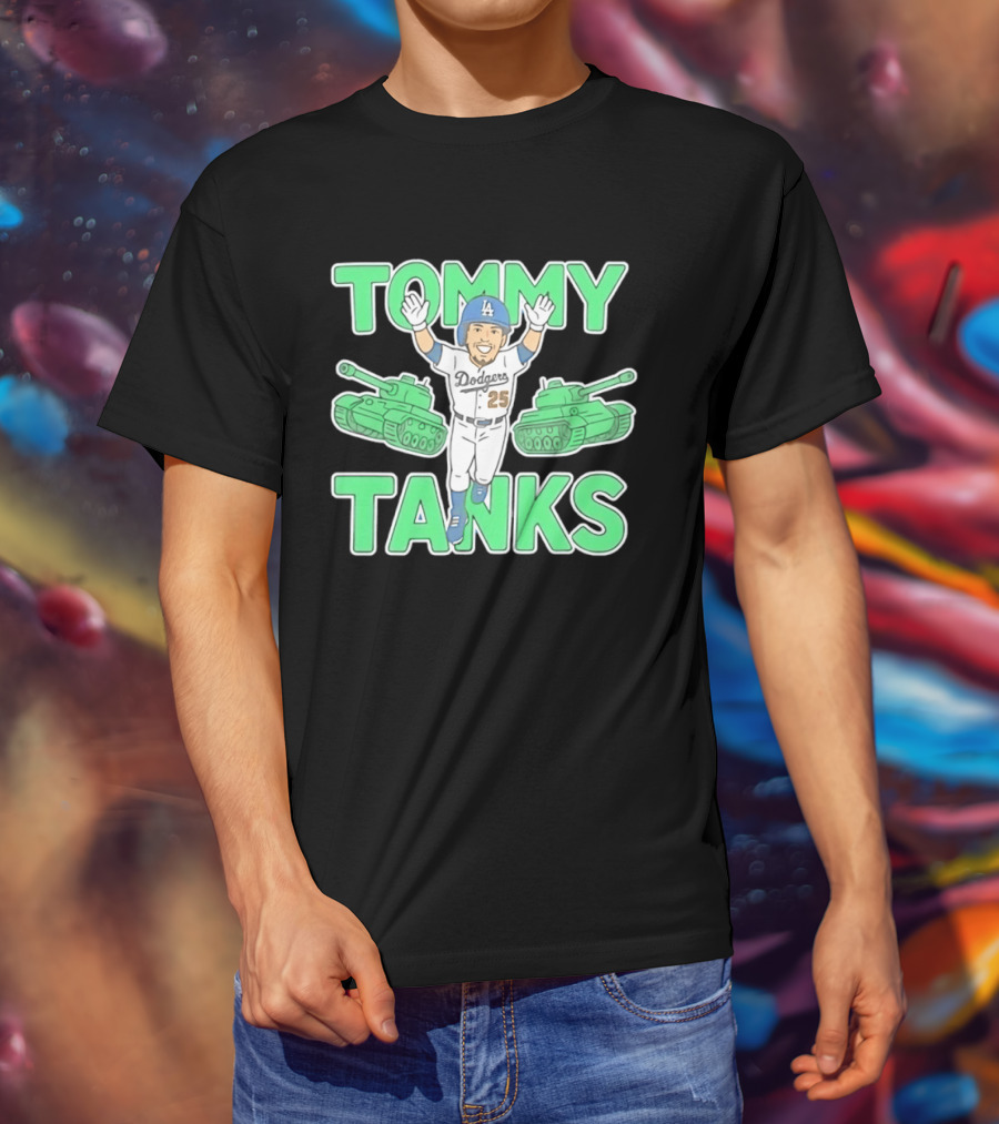 Tommy Tanks Los Angeles Dodgers 25 MLB Baseball Player In Uniform With Green Tanks T-Shirt