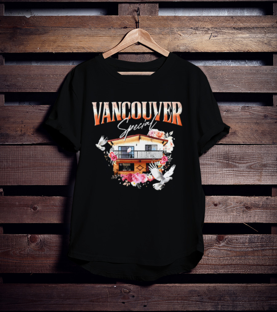 Vancouver Special House Flowers Doves T-Shirt