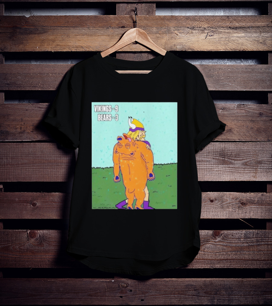 Vikings 9 Bears 3 Cartoon Sports Rivalry Image T-Shirt