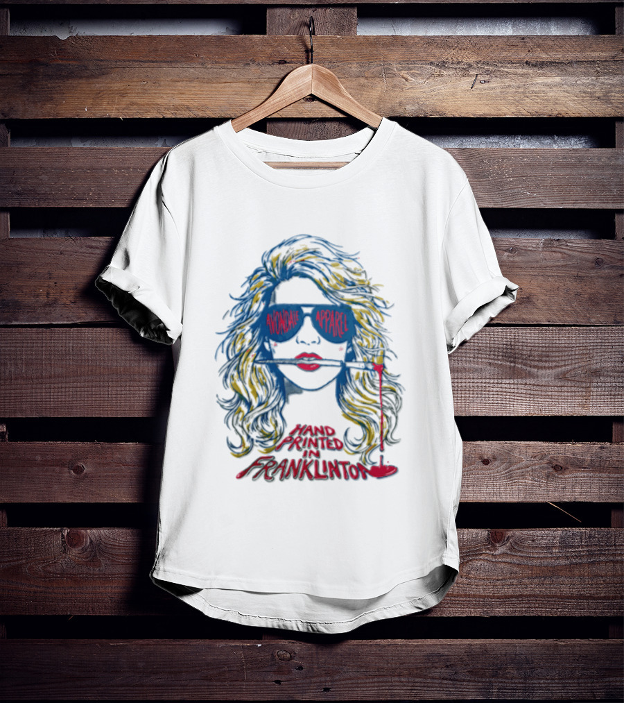 Avondale Apparel Hand Printed In Franklinton Woman Sunglasses Paintbrush T-Shirt