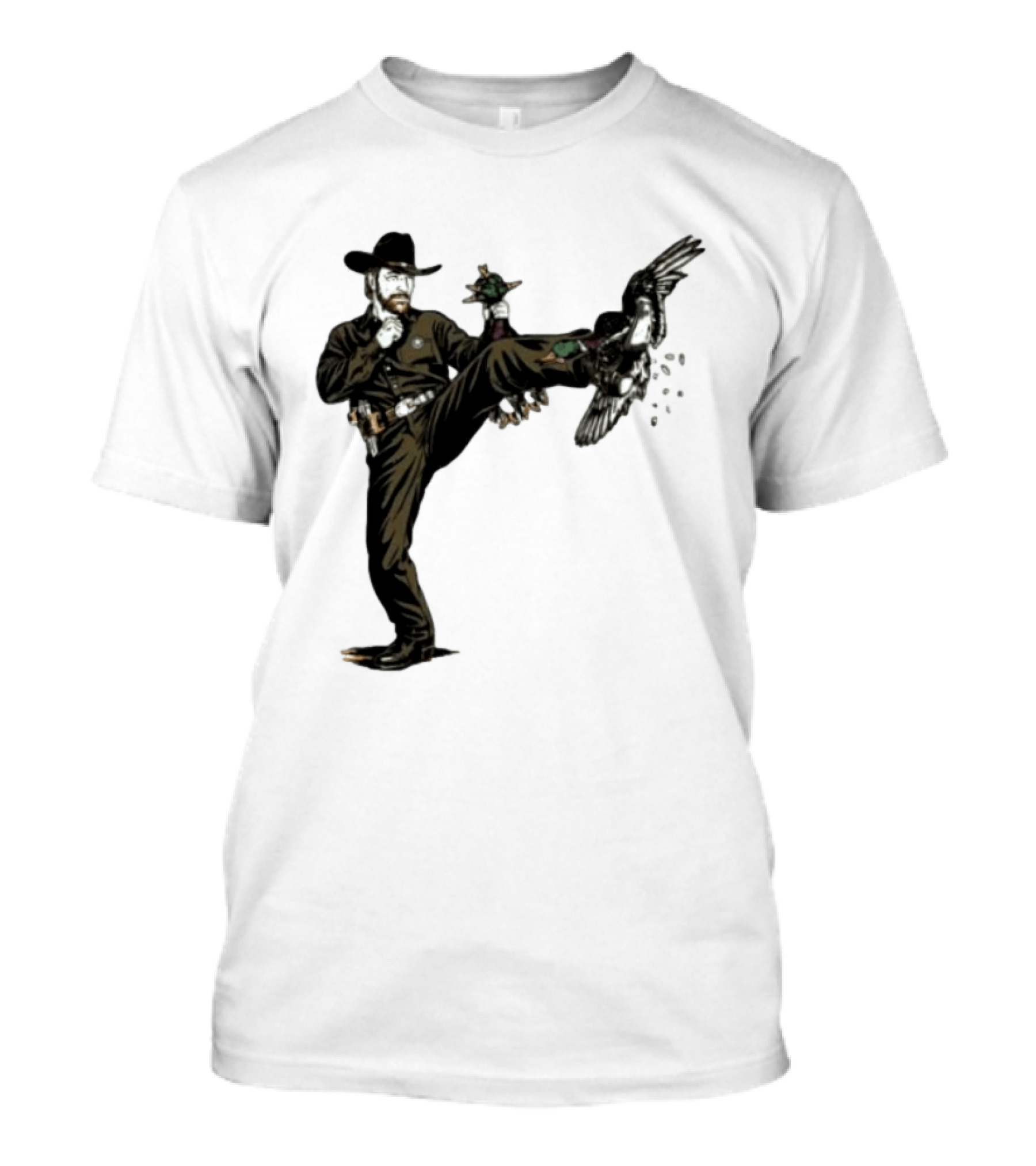 Chuck Norris Roundhouse Kick Duck Hunting Action T-Shirt