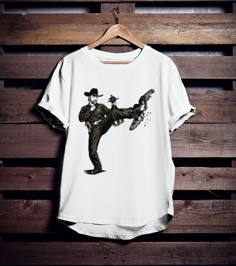 Chuck Norris Roundhouse Kick Duck Hunting Action T-Shirt