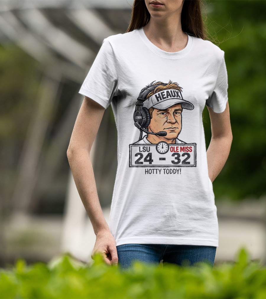 Hotty Toddy Ole Miss Vs LSU 24 32 Head Coach Cry T-Shirt