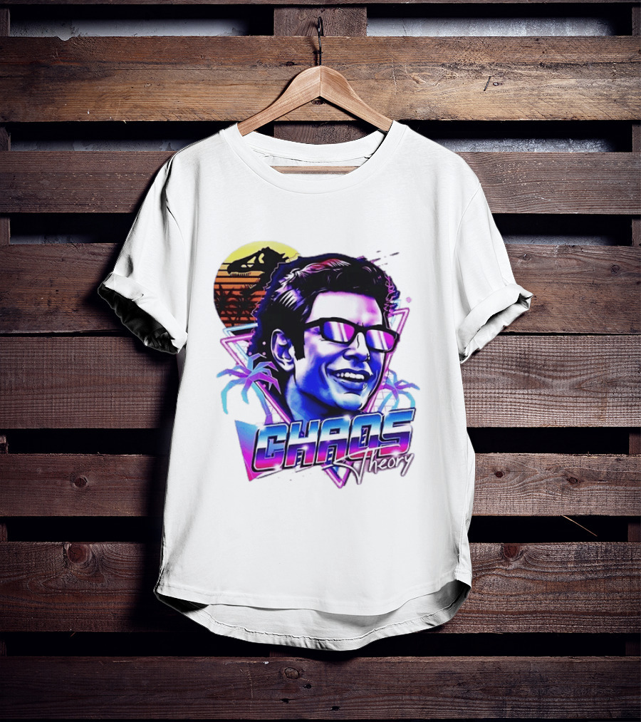 Jurassic Park Jeff Goldblum Chaos Theory Retro Neon T-Shirt