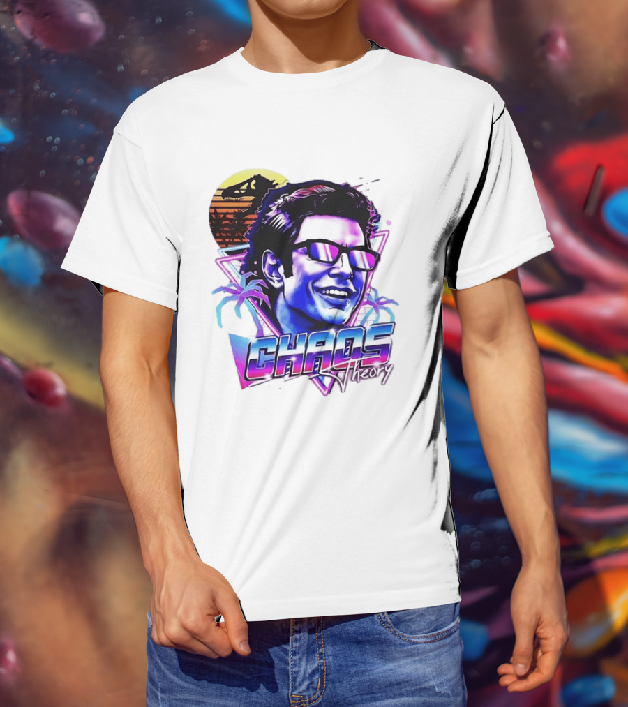 Jurassic Park Jeff Goldblum Chaos Theory Retro Neon T-Shirt