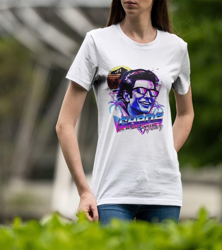 Jurassic Park Jeff Goldblum Chaos Theory Retro Neon T-Shirt