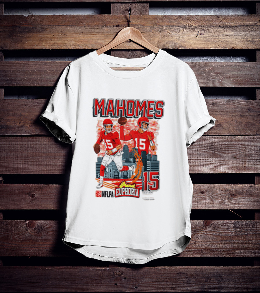 Mahomes Kansas City Chiefs Quarterback Euphoria 15 Skyline NFL Players T-Shirt