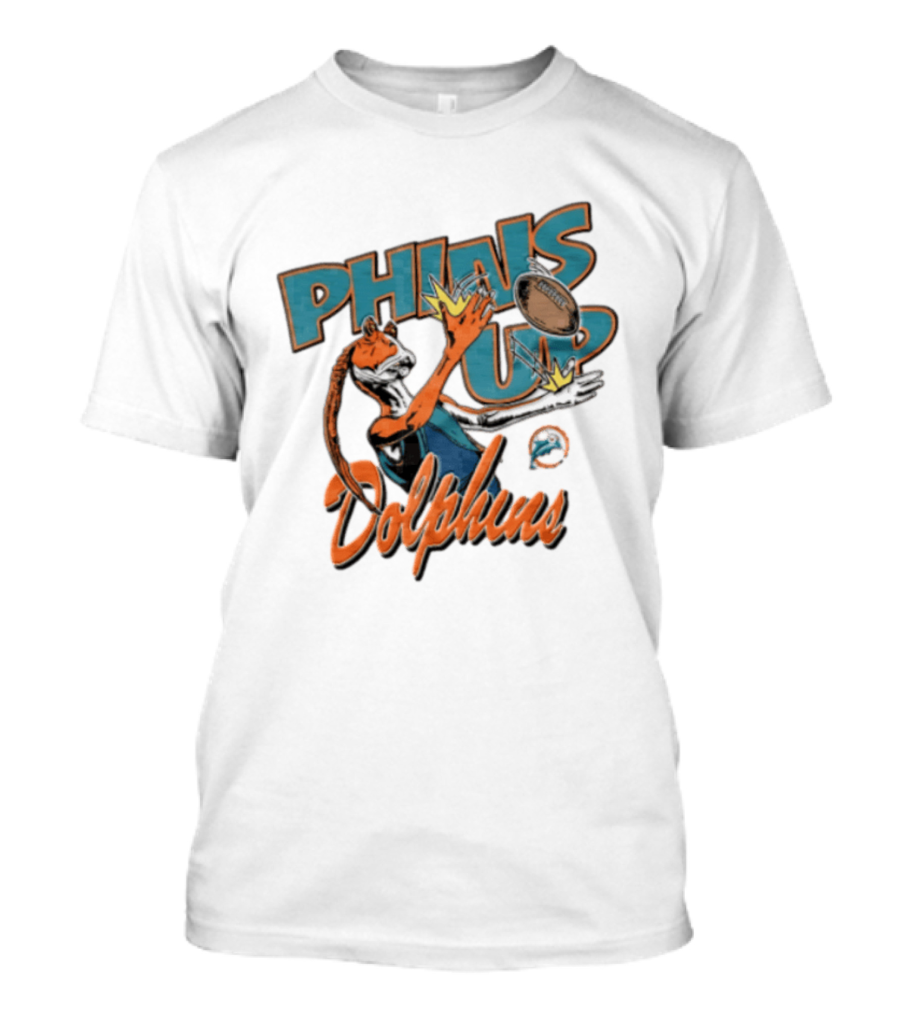 Phins Up Dolphins Jar Jar Binks Catching Football Miami Sports Fan T-Shirt