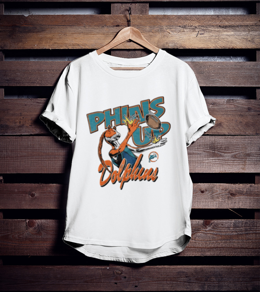 Phins Up Dolphins Jar Jar Binks Catching Football Miami Sports Fan T-Shirt
