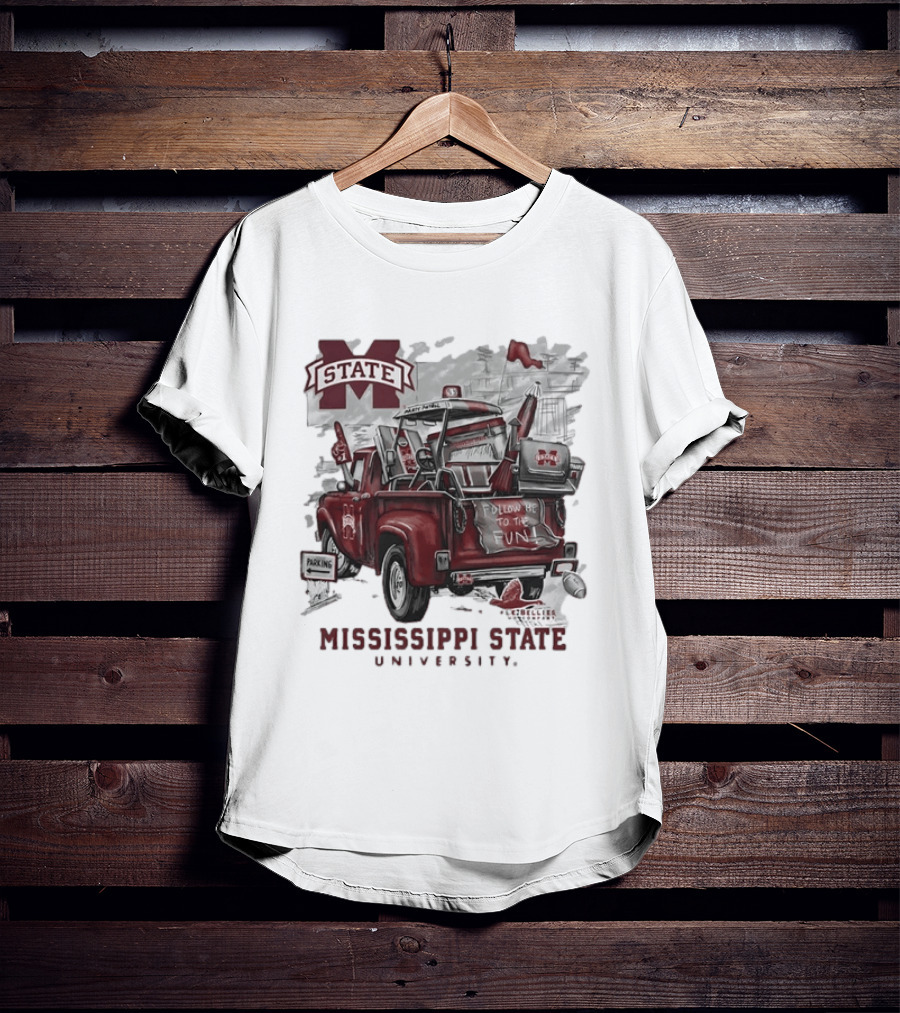Mississippi State University Bulldogs Vintage Truck Follow Me To The Fun T-Shirt