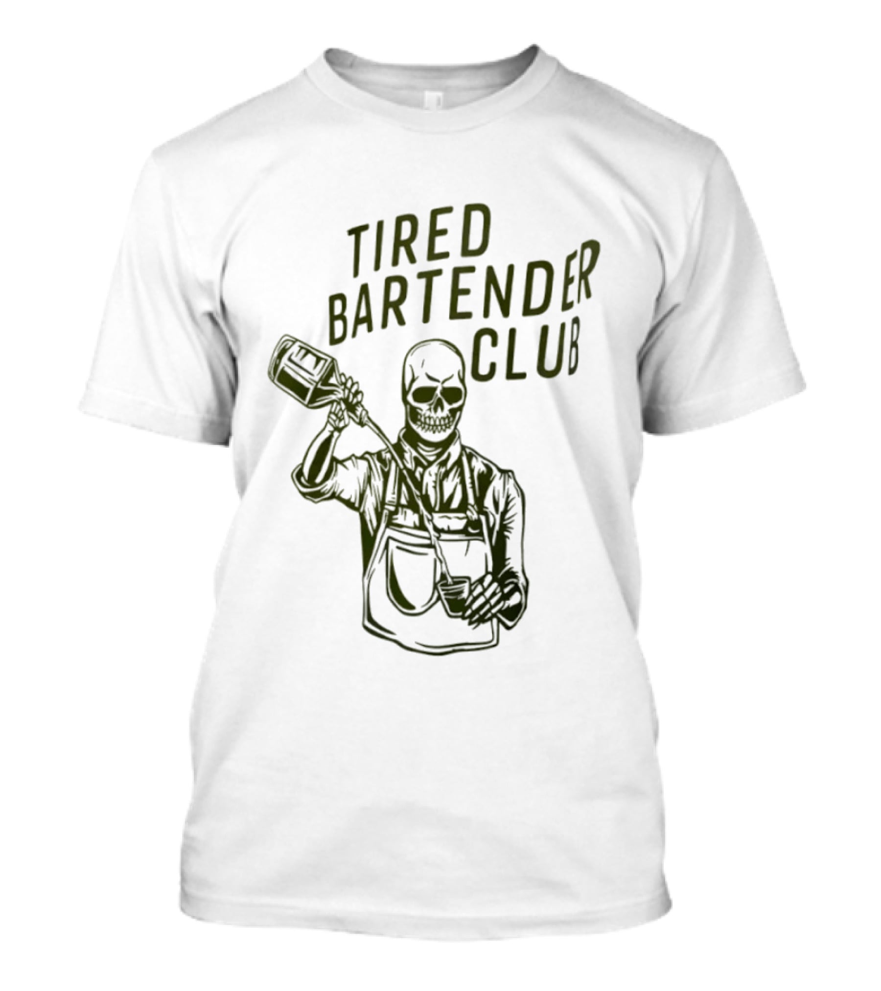 Tired Bartender Club Skull Pouring Mixology Bar Life T-Shirt