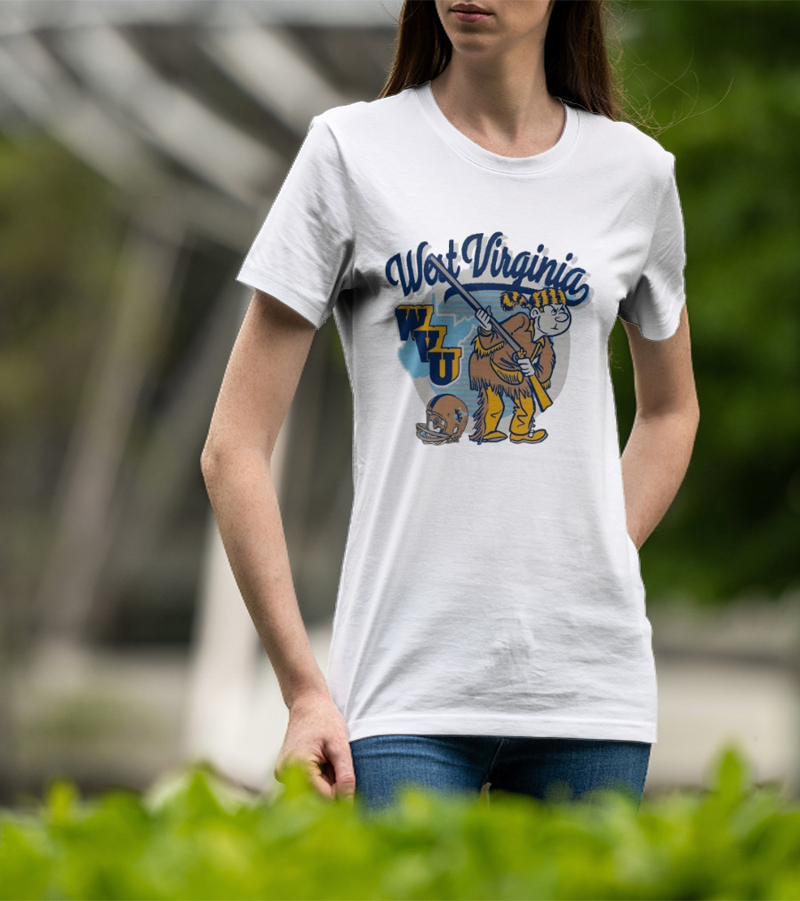 West Virginia Mountaineers WVU Mascot With Rifle And Helmet T-Shirt