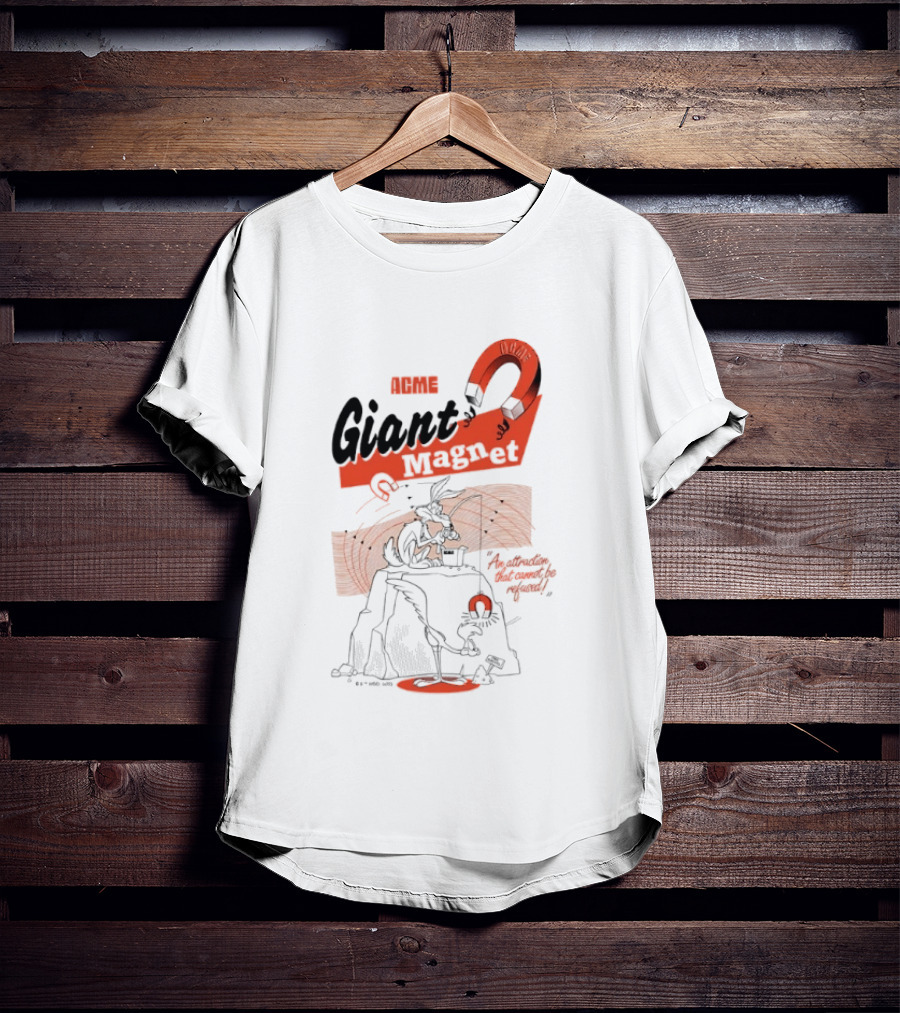 ACME Giant Magnet Wile E Coyote Road Runner Stimulation Speed T-Shirt