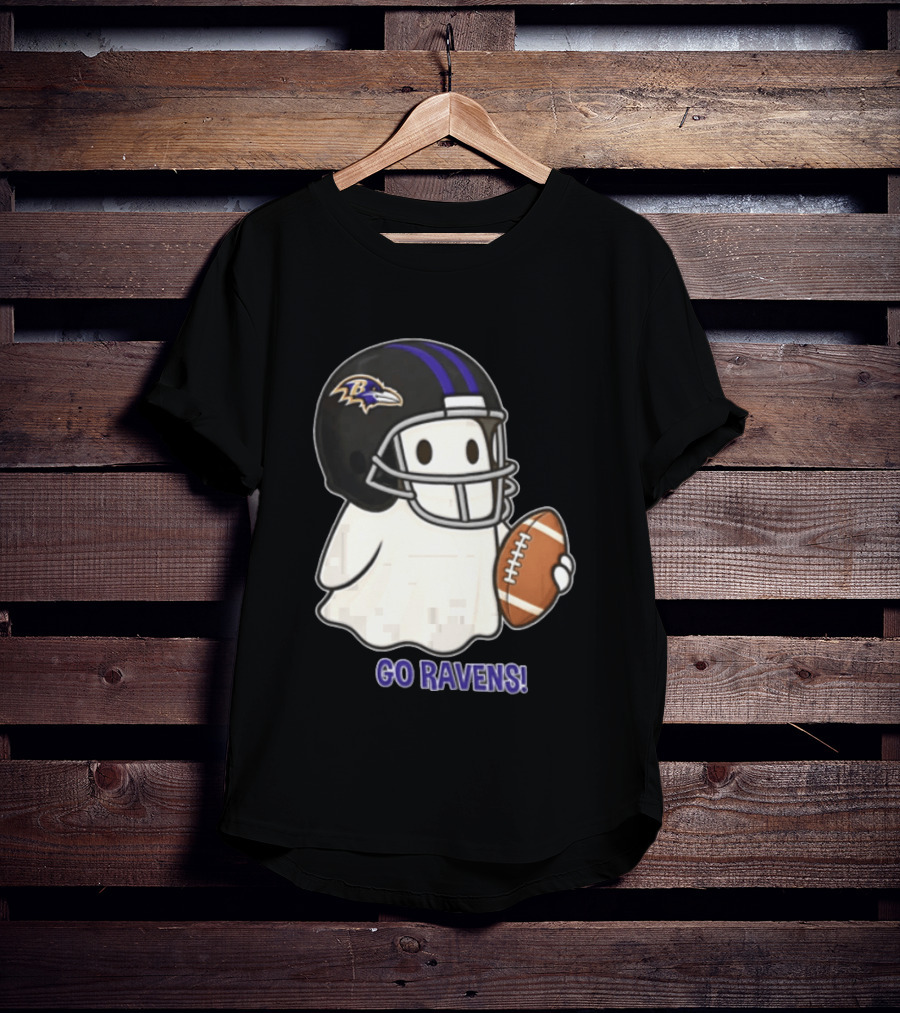 Baltimore Ravens Ghost In Football Helmet Go Ravens Football T-Shirt