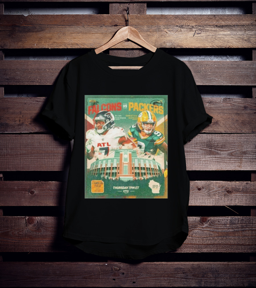 Bijan Robinson Christian Watson Falcons Vs Packers Lambeau Field Thursday 7PM ET Prime 2026 T-Shirt
