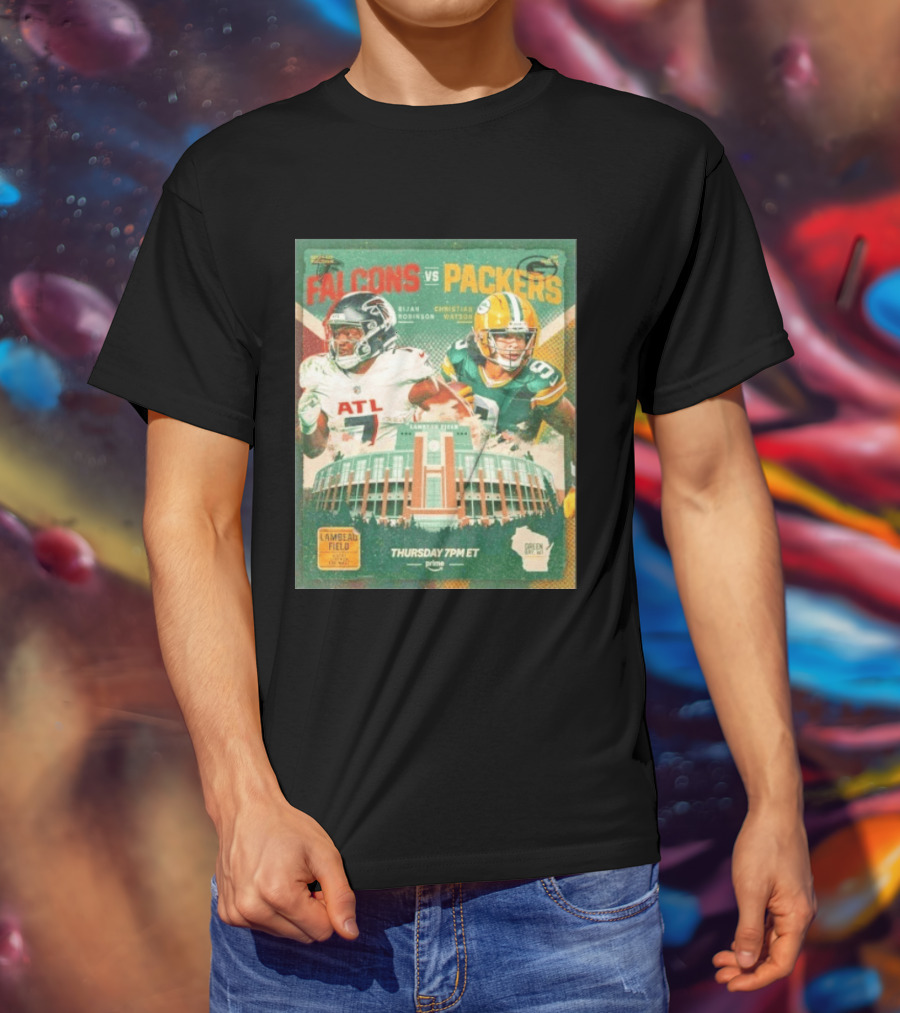 Bijan Robinson Christian Watson Falcons Vs Packers Lambeau Field Thursday 7PM ET Prime 2026 T-Shirt