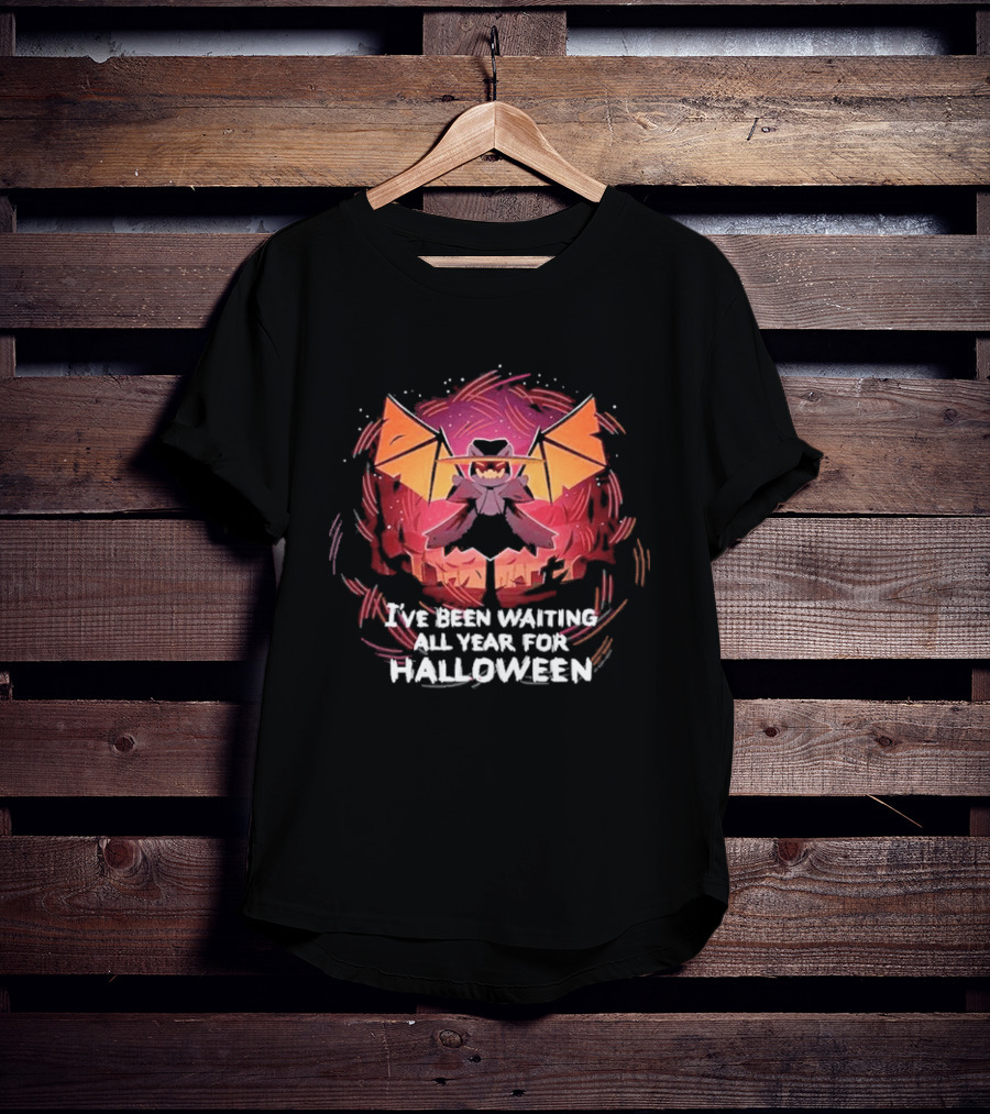 I've Been Waiting All Year For Halloween Pumpkin Bat T-Shirt