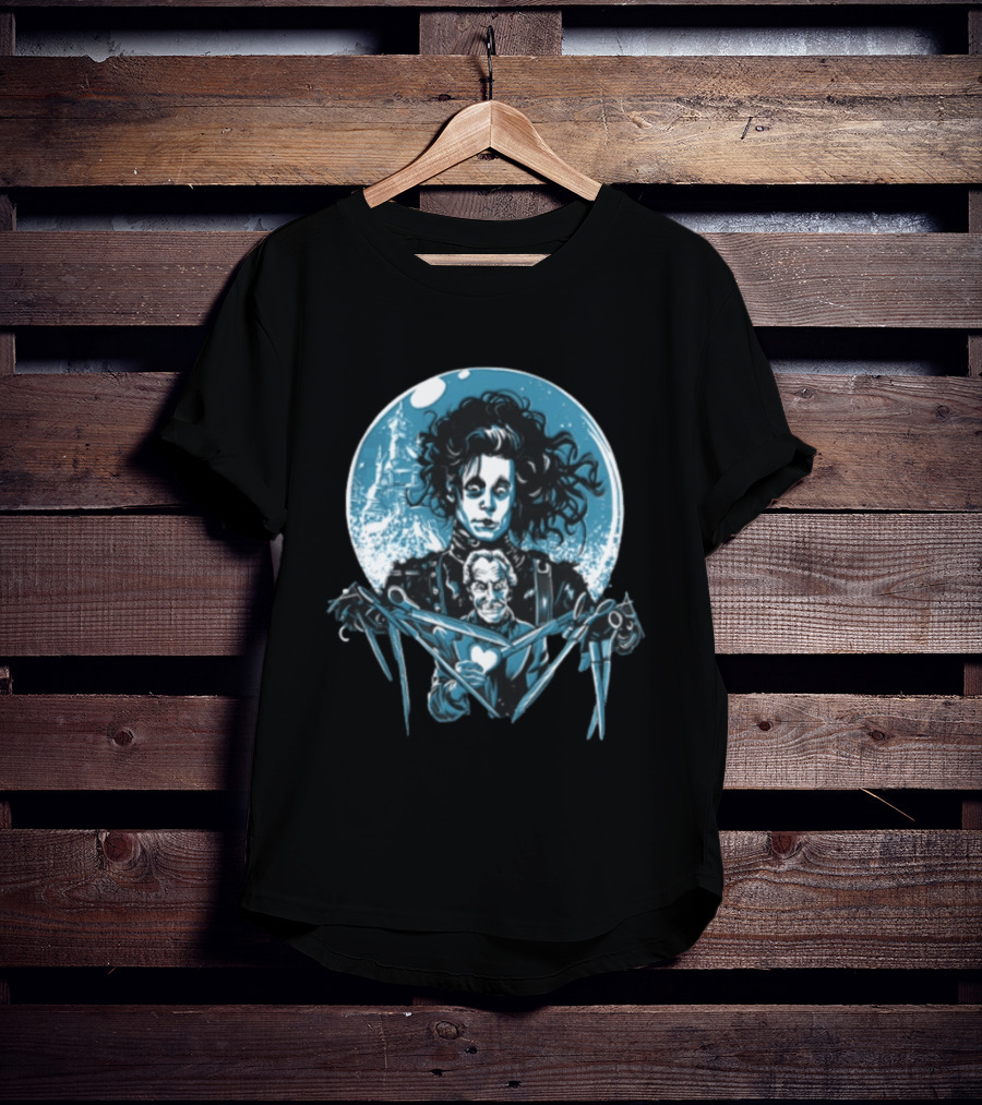 Edward Scissorhands Iconic Johnny Depp Vincent Price Heart Scissors Image T-Shirt