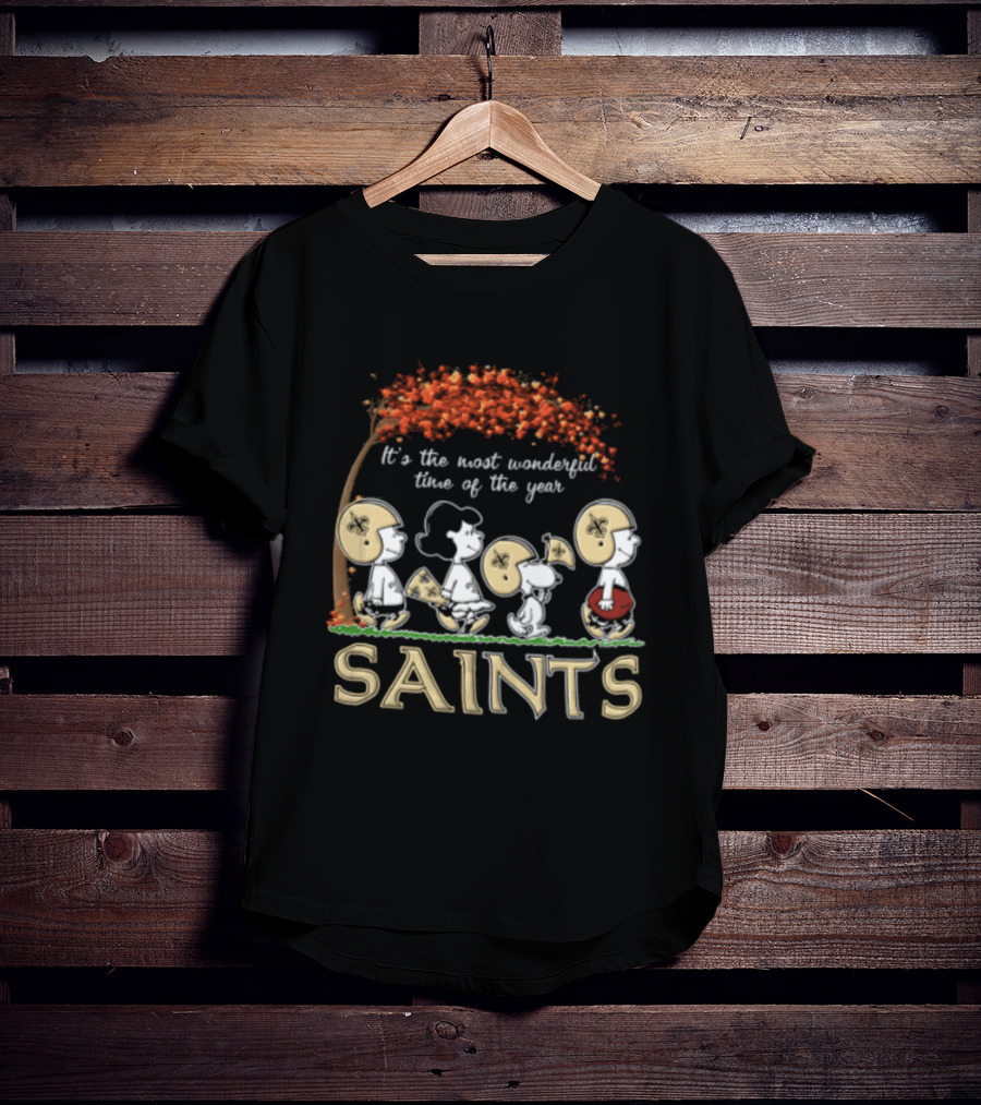 New Orleans Saints Charlie Brown Snoopy It's The Most Wonderful Time Of The Year T-Shirt