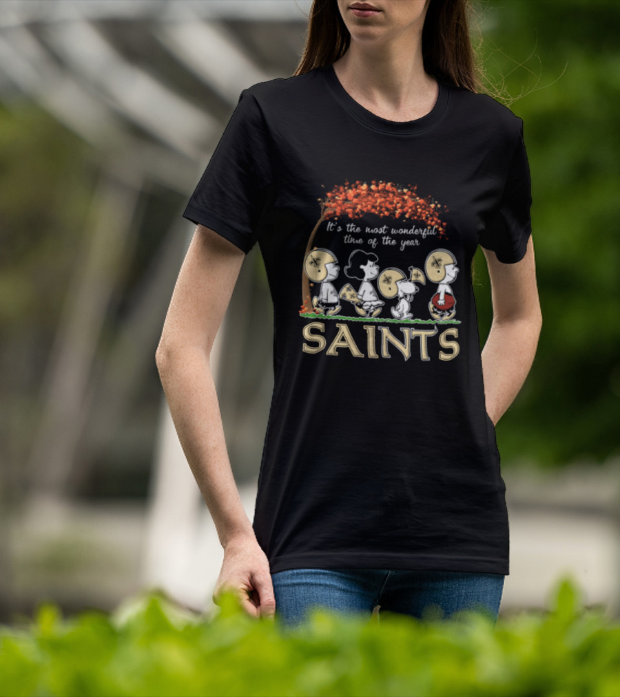 New Orleans Saints Charlie Brown Snoopy It's The Most Wonderful Time Of The Year T-Shirt