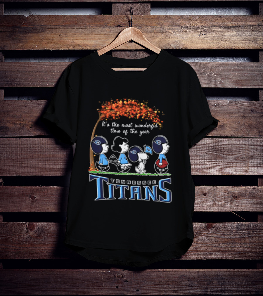 Tennessee Titans Charlie Brown Snoopy It's The Most Wonderful Time Of The Year T-Shirt