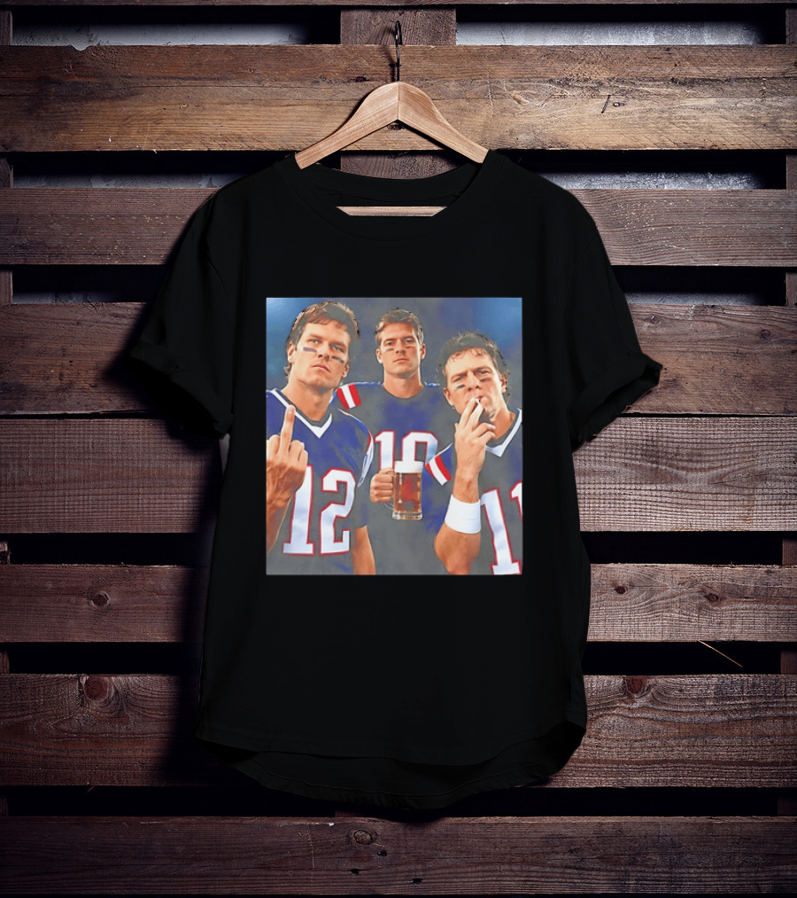 Tom Brady Drake Maye Drew Bledsoe New England Patriots Beer Middle Finger T-Shirt