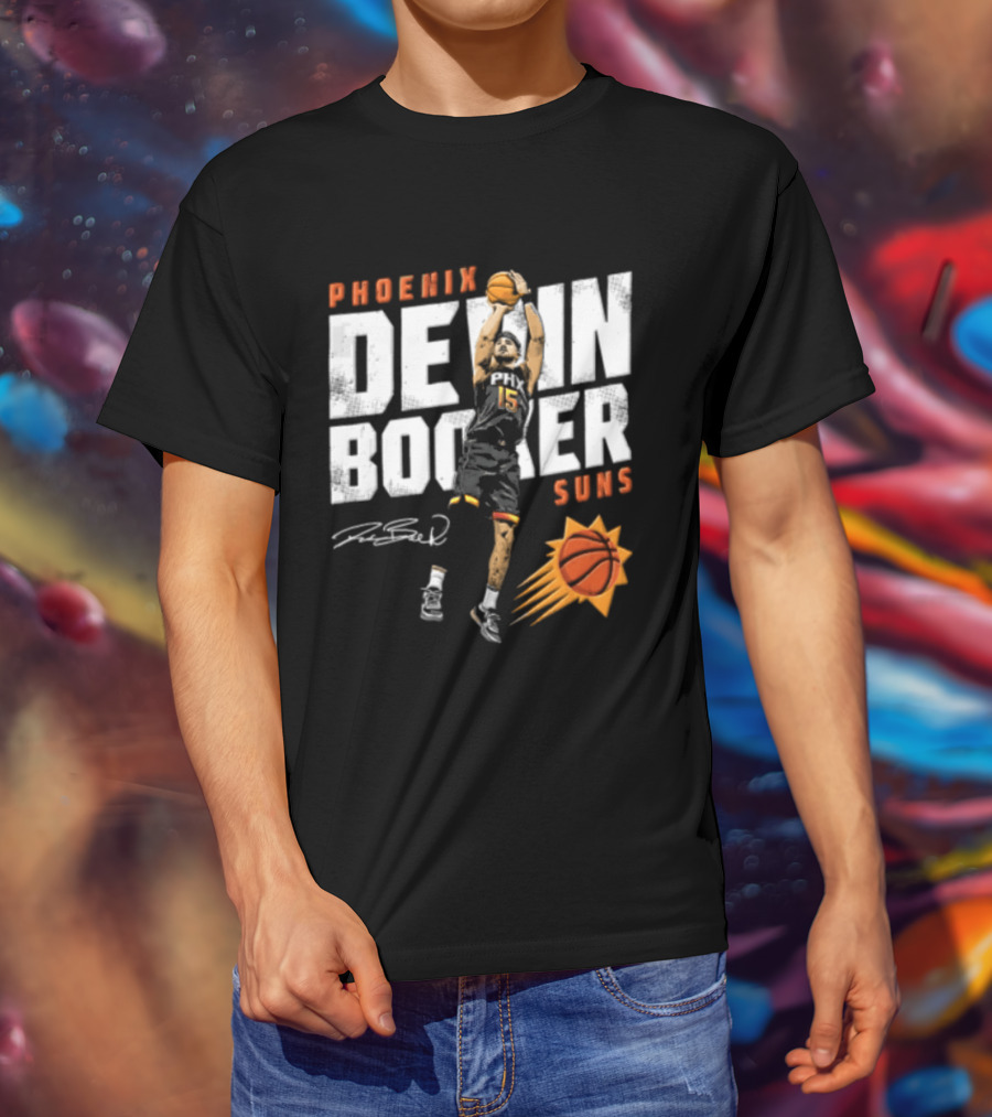 Phoenix Suns Devin Booker Jump Shot NBA Basketball T-Shirt