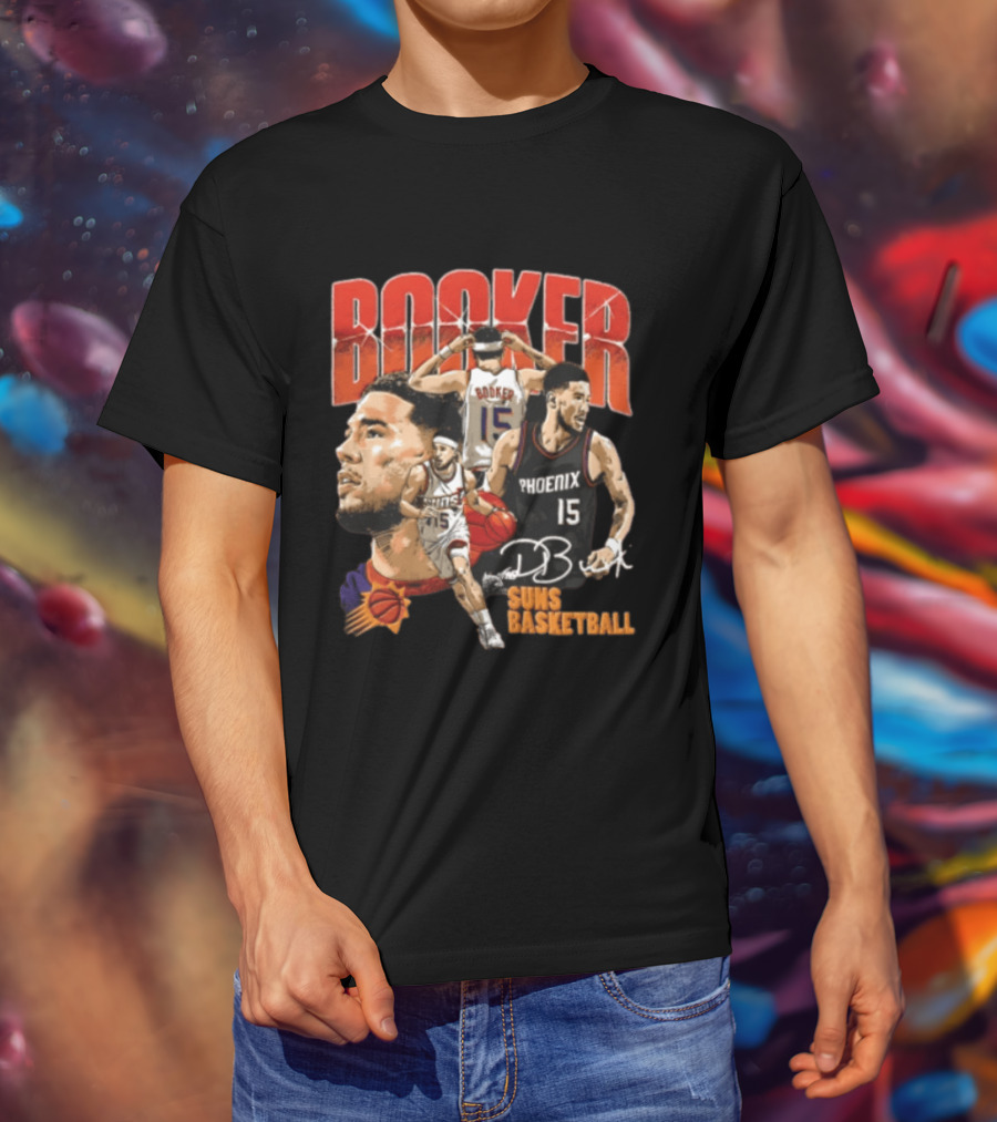Devin Booker Phoenix Suns Basketball Player Action 15 Suns NBA Basketball T-Shirt